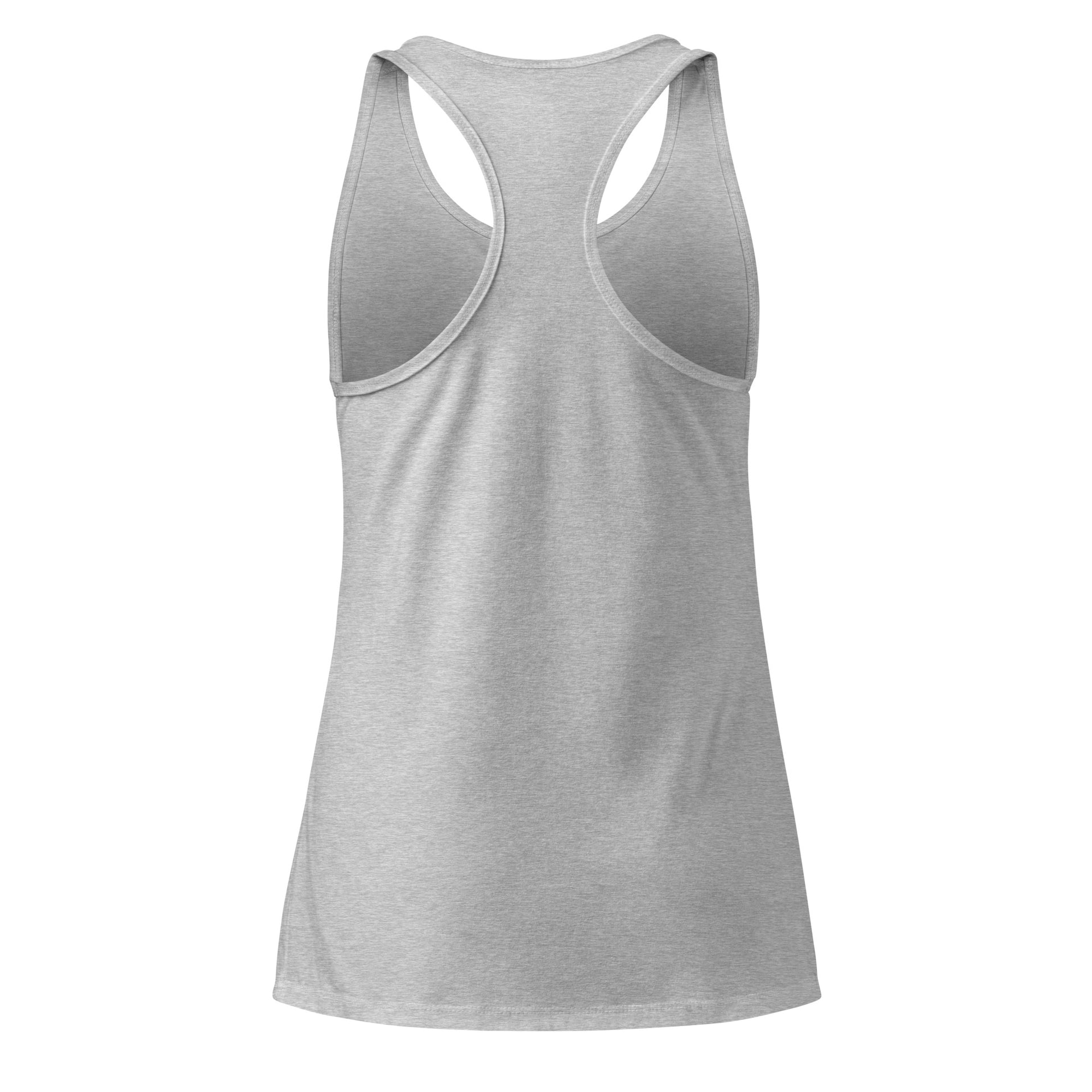Pickleball with Aviator Sunglasses retro graphic women's tank top back in heather grey — Galactic Ink Club