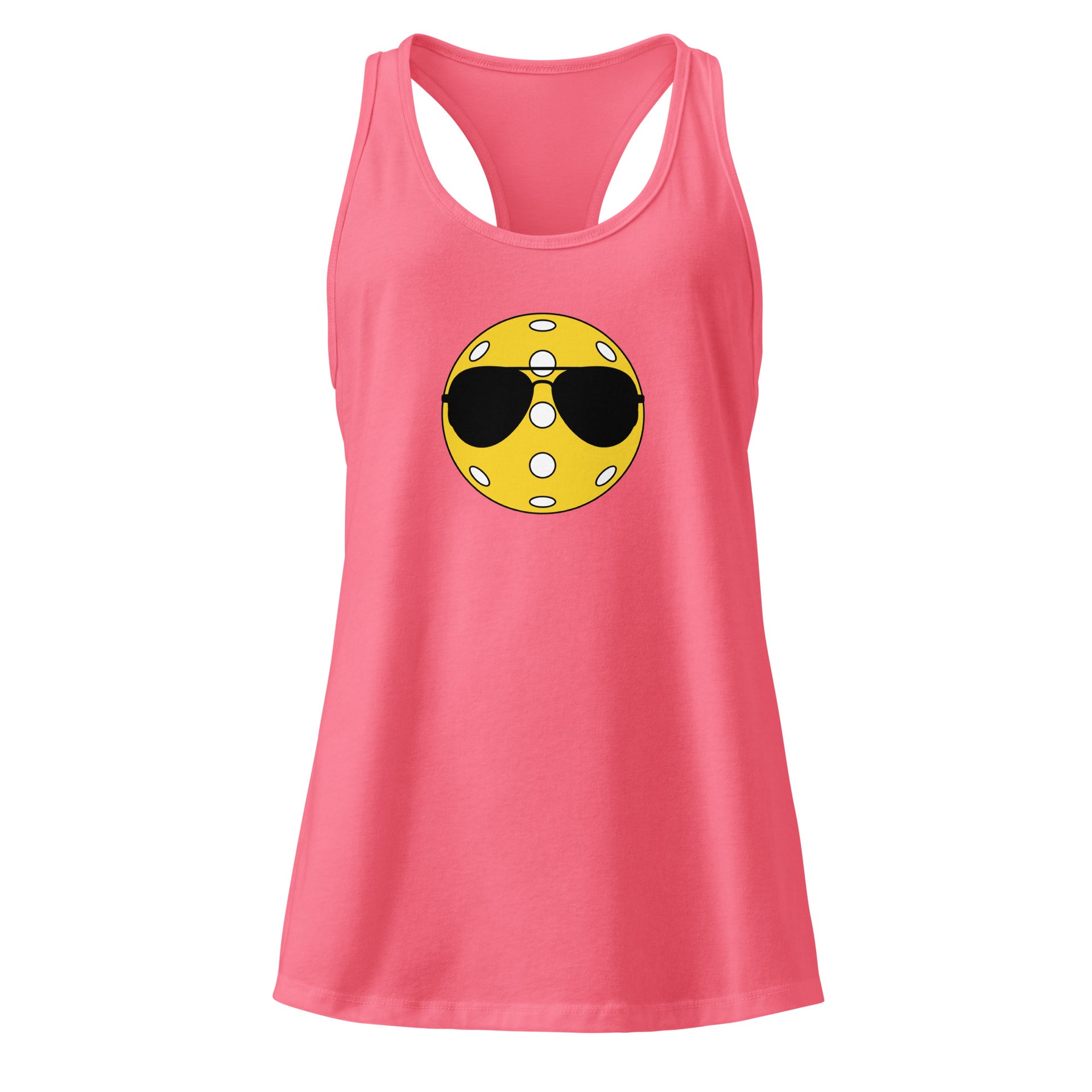Pickleball with Aviator Sunglasses retro graphic women's tank top in hot pink — Galactic Ink Club
