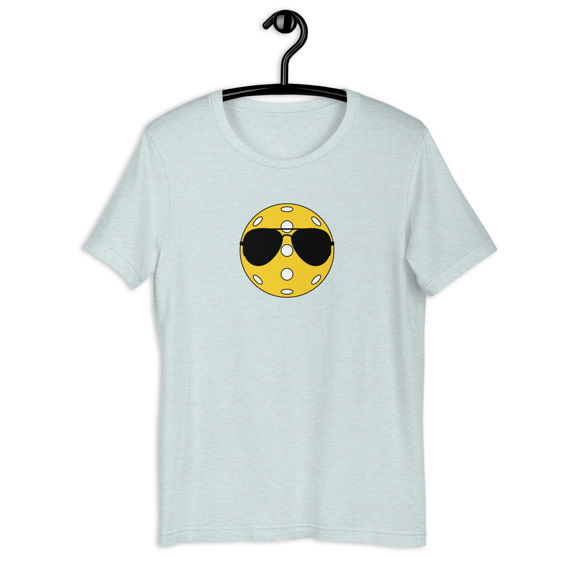 Pickleball with Aviator Sunglasses retro graphic tee in heather prism ice blue — Galactic Ink Club
