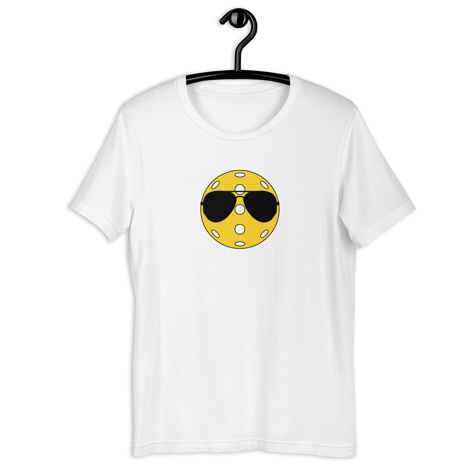 Pickleball with Aviator Sunglasses retro graphic tee in white — Galactic Ink Club
