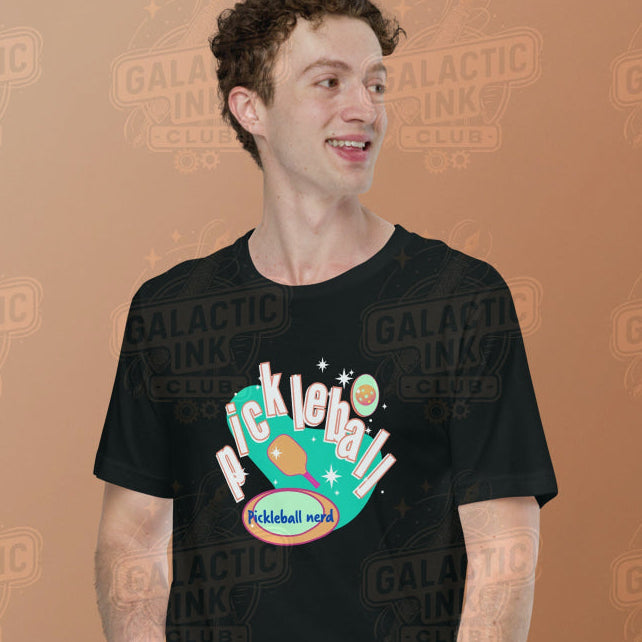 Pickleball Nerd retro graphic tee by Galactic Ink Club