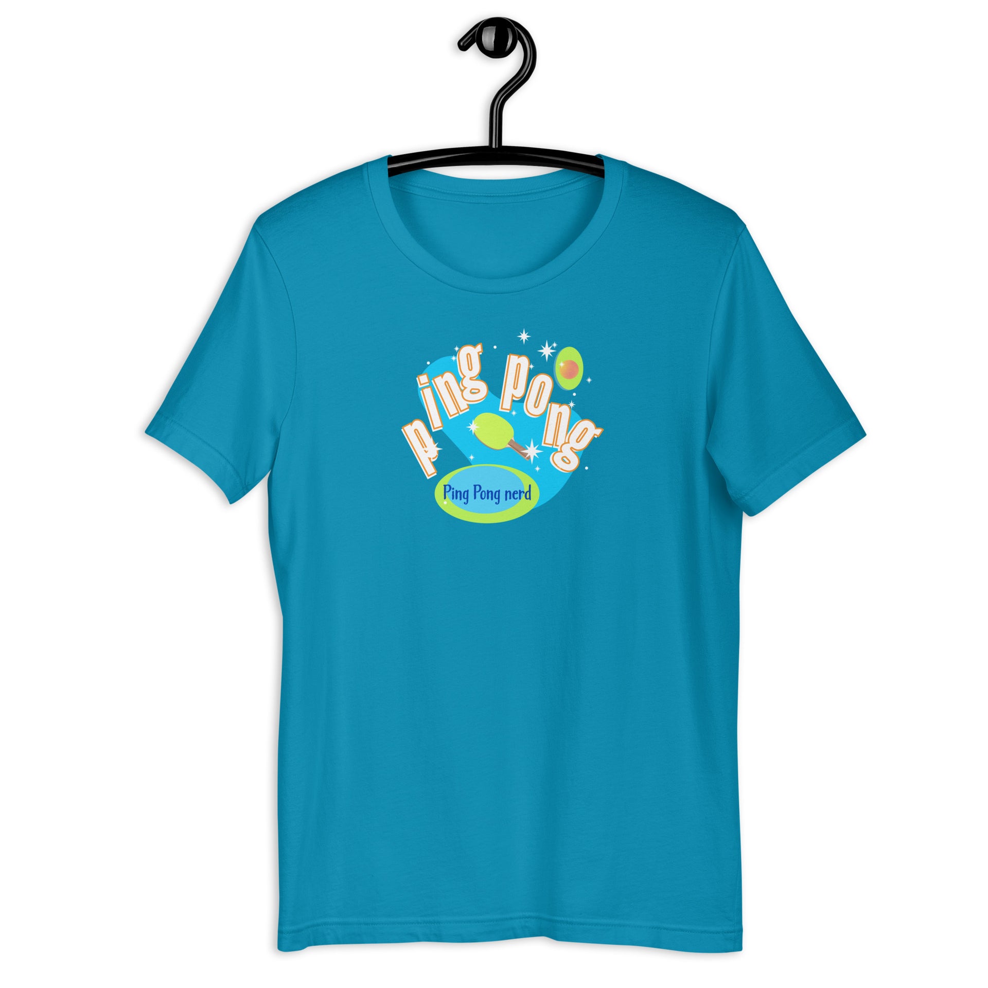 Ping Pong retro graphic tee in aqua — Galactic Ink Club
