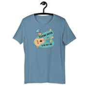 Playing Guitar Day Job Retro-Inspired Graphic Tee in steel blue — Galactic Ink Club
