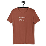 Pritchard Bell McCallum Retro Pickleball Tee in heather clay — Galactic Ink Club
