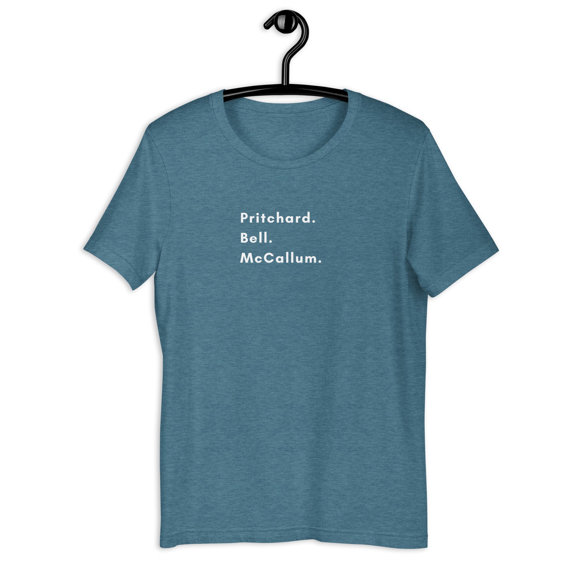 Pritchard Bell McCallum Retro Pickleball Tee in heather deep teal — Galactic Ink Club
