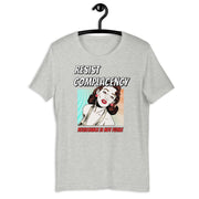 Resist Complacency retro-inspired graphic tee in athletic heather — Galactic Ink Club