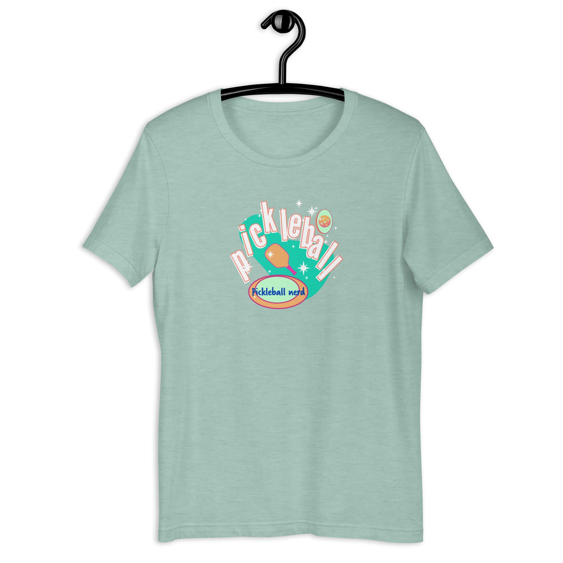 Retro-Inspired Pickleball Graphic Tee in heather prism dusty blue — Galactic Ink Club
