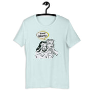 Save Sanity retro-inspired graphic tee in heather ice blue — Galactic Ink Club