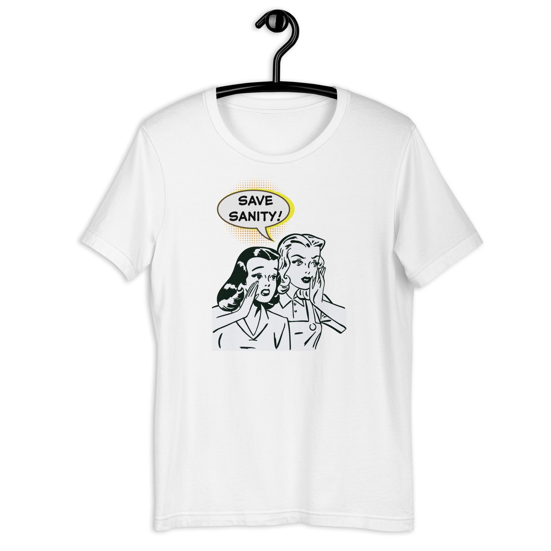 Save Sanity retro-inspired graphic tee in white — Galactic Ink Club
