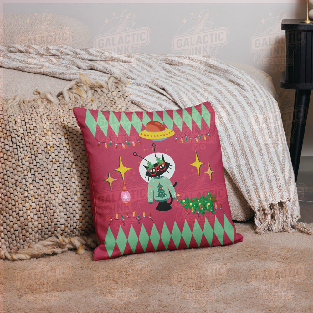 Space Cat Holiday Premium Pillow Pillow