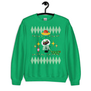 Space cat holiday sweatshirt in irish green — Galactic Ink Club
