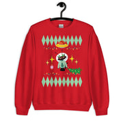 Space cat holiday sweatshirt in red — Galactic Ink Club
