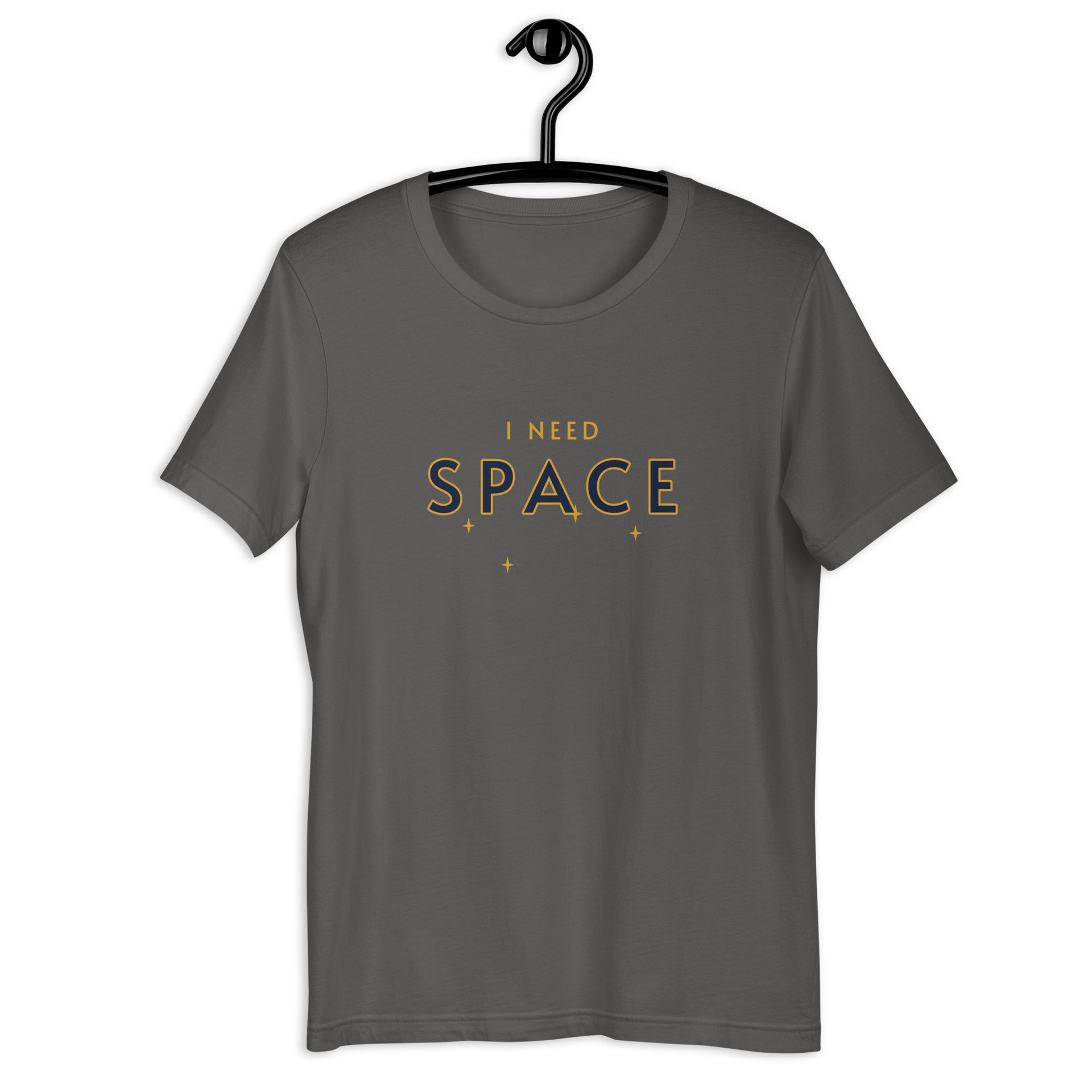 Space Retro-Inspired Graphic Tee retro graphic t-shirt in asphalt on hanger — Galactic Ink Club

