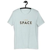 Space Retro-Inspired Graphic Tee retro graphic t-shirt in heather prism ice blue on hanger — Galactic Ink Club

