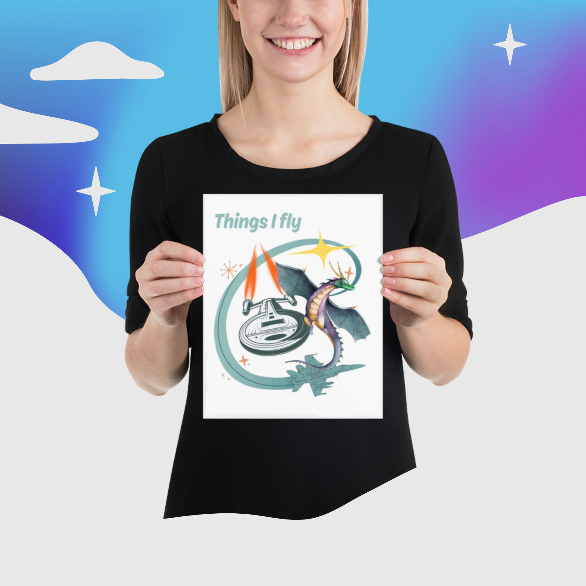 Things I Fly retro illustration poster by Galactic Ink Club
