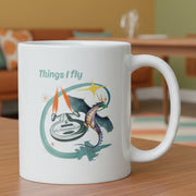 Things I Fly pilot retro graphic mug 11 ounce detail — Galactic Ink Club
 
