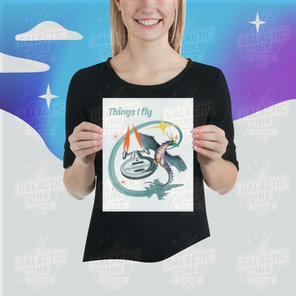 Things I Fly retro illustration poster by Galactic Ink Club

