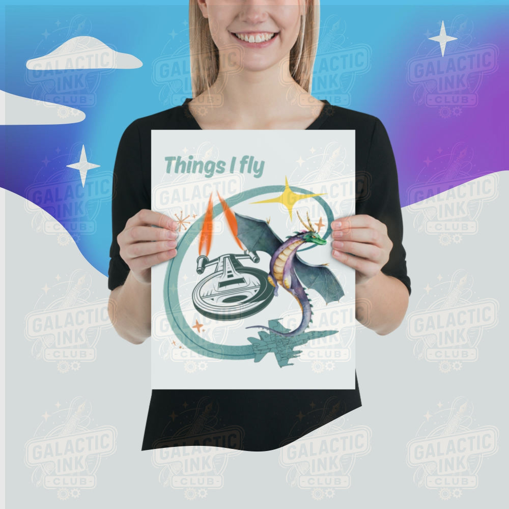 Things I Fly retro illustration poster by Galactic Ink Club
