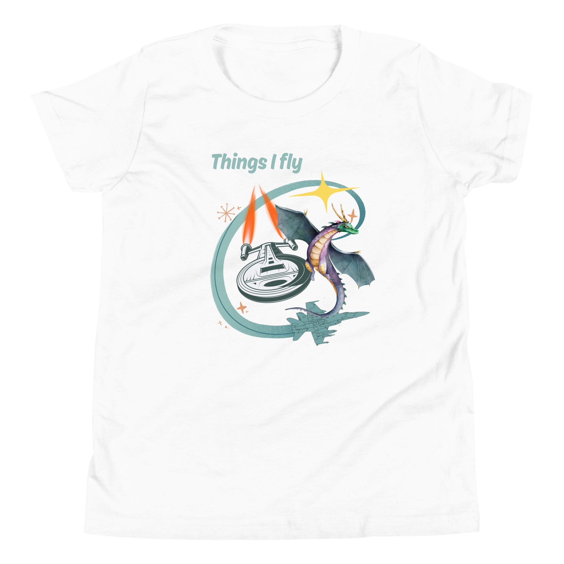 Things I Fly Retro-Inspired Graphic Tee Youth in white — Galactic Ink Club