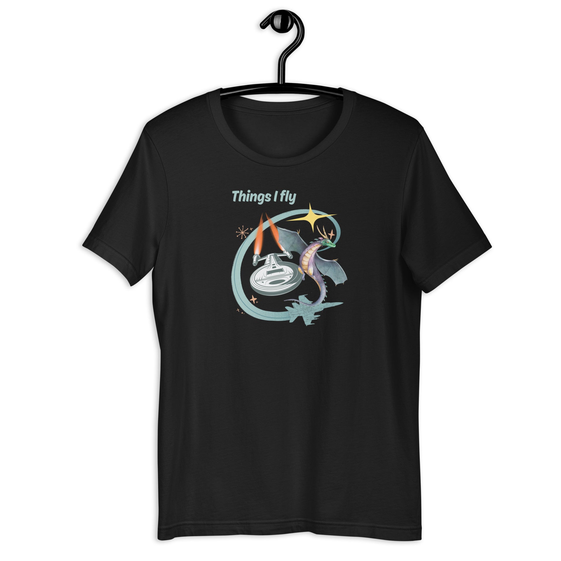 Things I Fly retro-inspired graphic tee in vintage black — Galactic Ink Club

