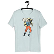 To the Rescue retro-inspired graphic tee in heather prism ice blue — Galactic Ink Club