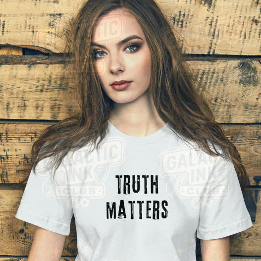 Truth Matters retro graphic tee light shirt by Galactic Ink Club