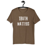 Truth Matters retro-inspired dark graphic tee in heather brown — Galactic Ink Club

