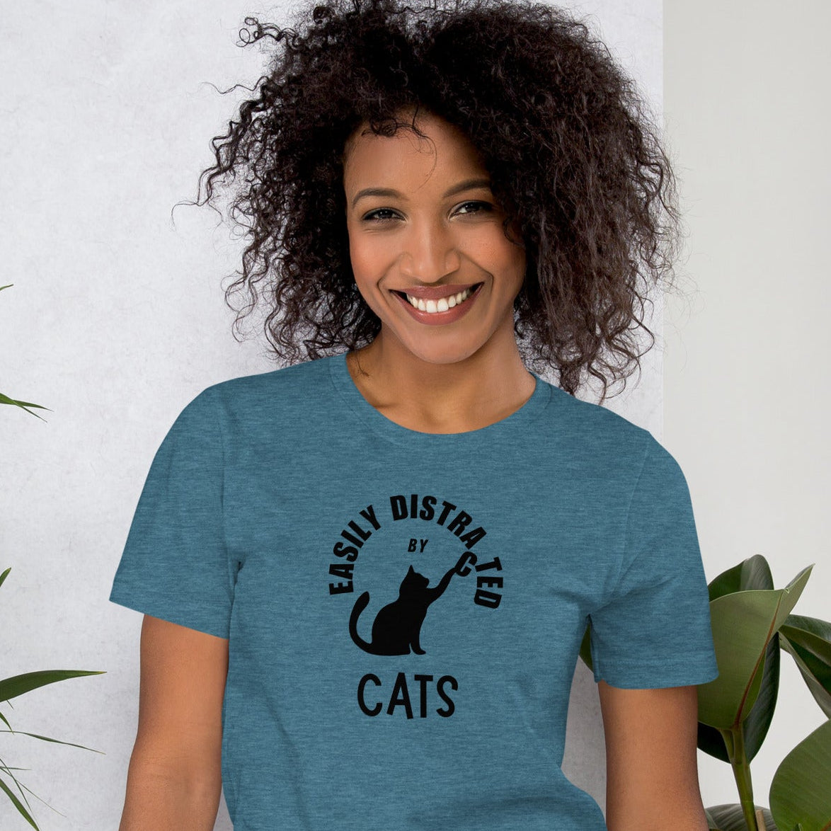 Easily Distracted by Cats retro graphic tee by Galactic Ink Club