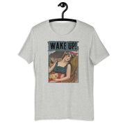 Wake Up! retro-inspired graphic tee in athletic heather — Galactic Ink Club