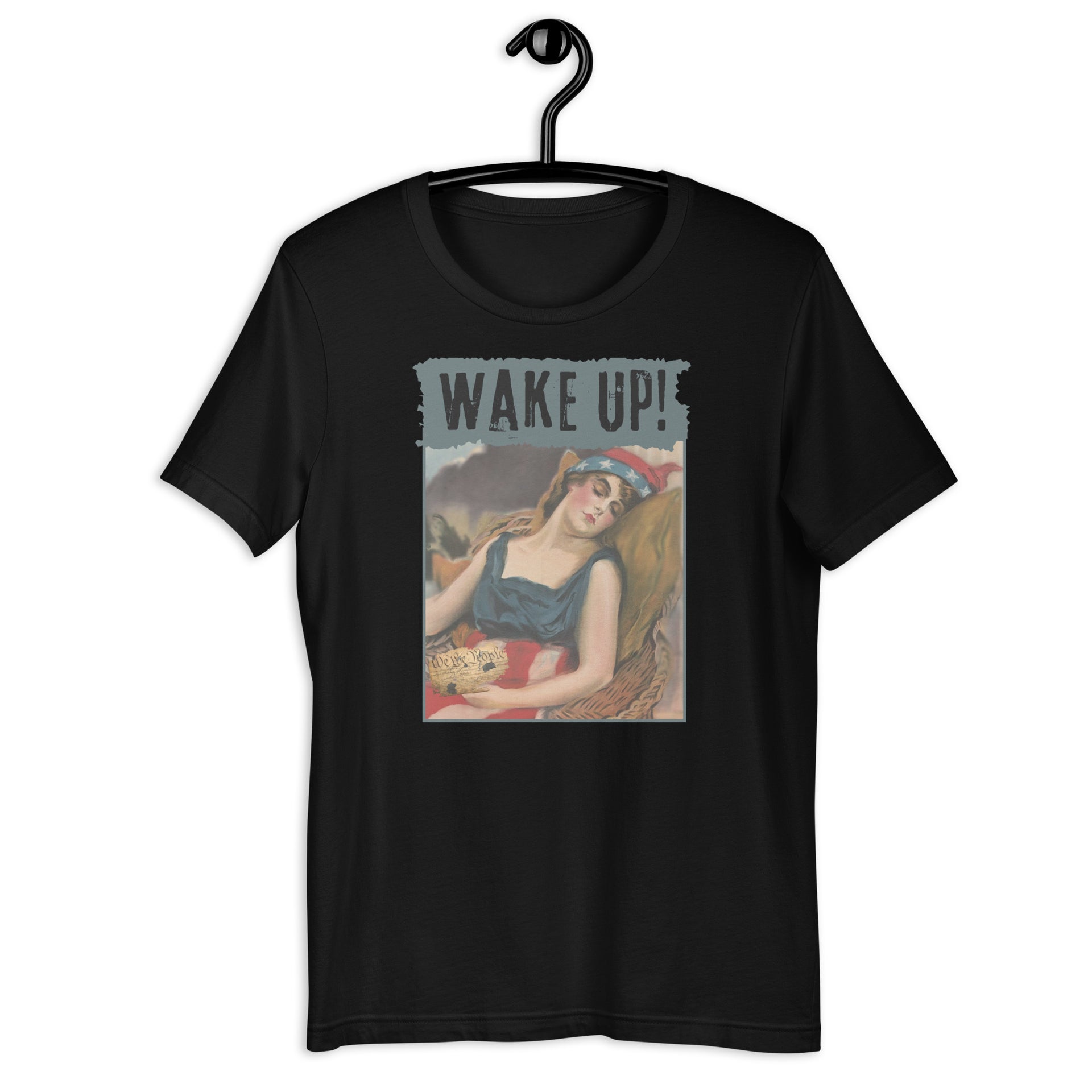 Wake Up! retro-inspired graphic tee in black — Galactic Ink Club