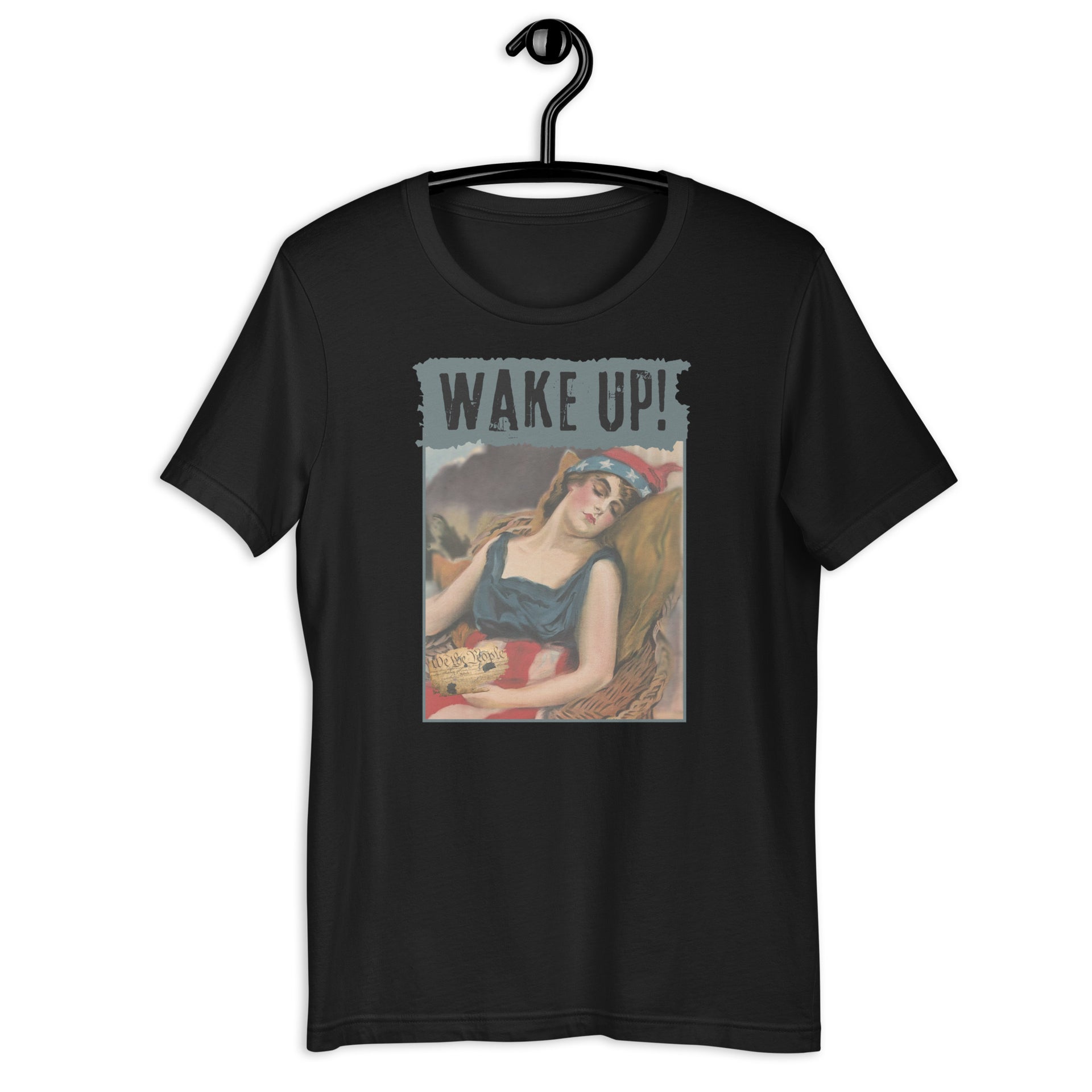 Wake Up! retro-inspired graphic tee in vintage black — Galactic Ink Club