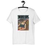 Wake Up! retro-inspired graphic tee in white— Galactic Ink Club