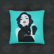 Woman and Black Cat Premium Pillow Pillow