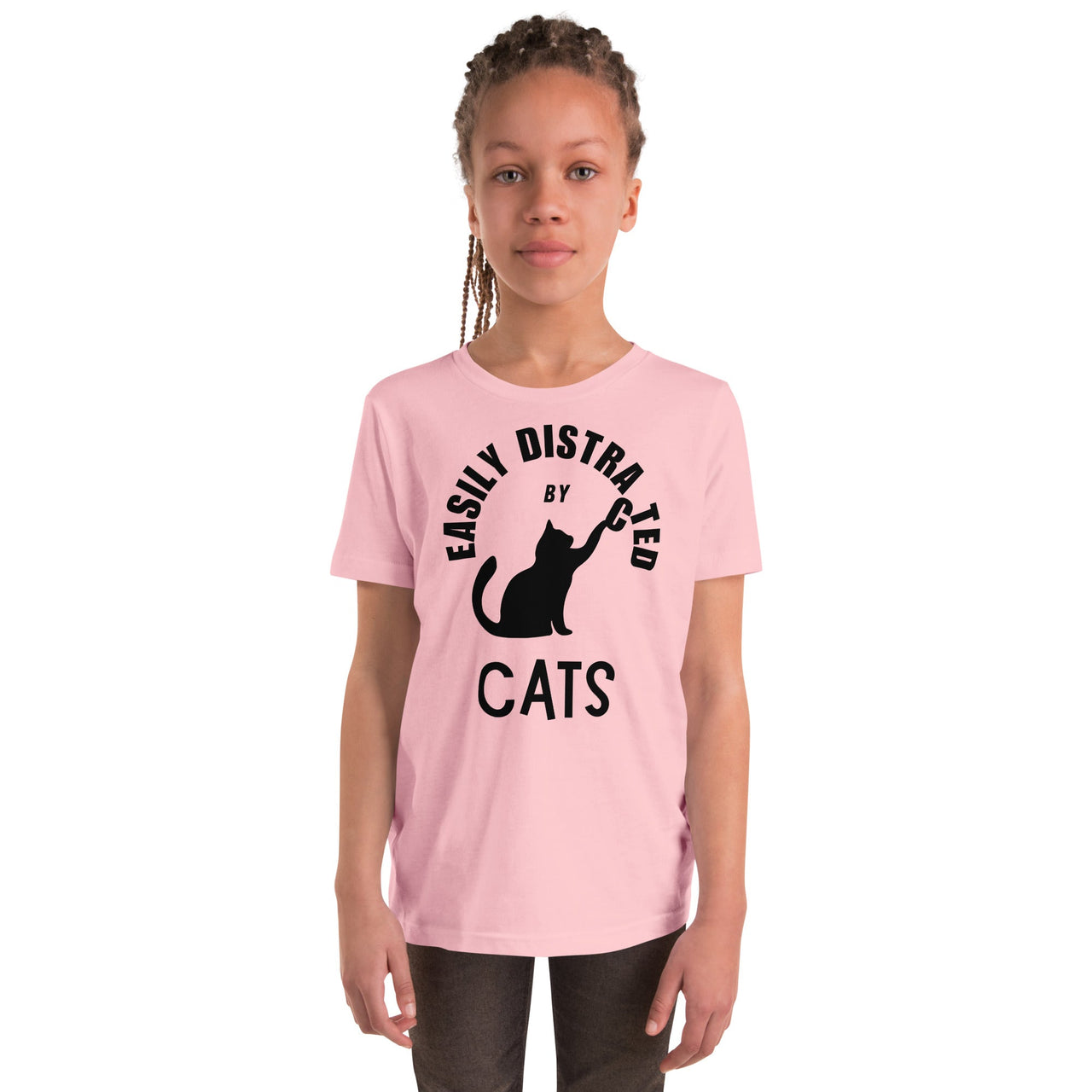 Easily Distracted by Cats youth retro graphic tee by Galactic Ink Club